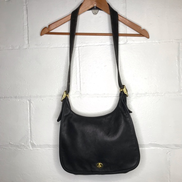 Vintage Coach Legacy Crescent Flap Shoulder Bag 9718 USA Black Leather - Picture 1 of 10